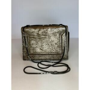 3.1 Phillip Linn Leather Metallic Black Silver Gray Crossbody EUC
